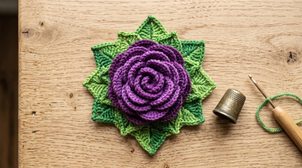How to Crochet a Stunning 3D Purple Rose